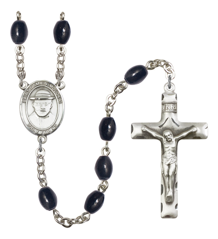 St. Damien of Molokai Silver Plated Rosary for Men