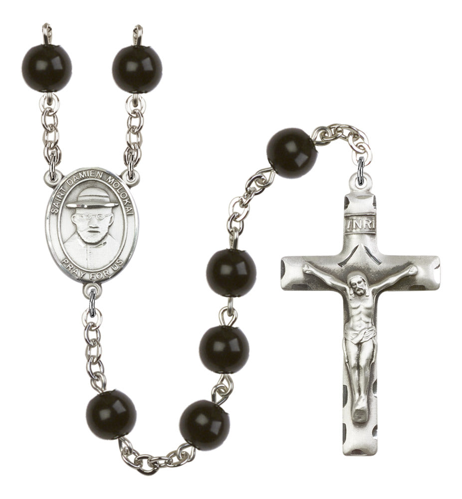 St. Damien of Molokai Silver Plated Rosary for Men