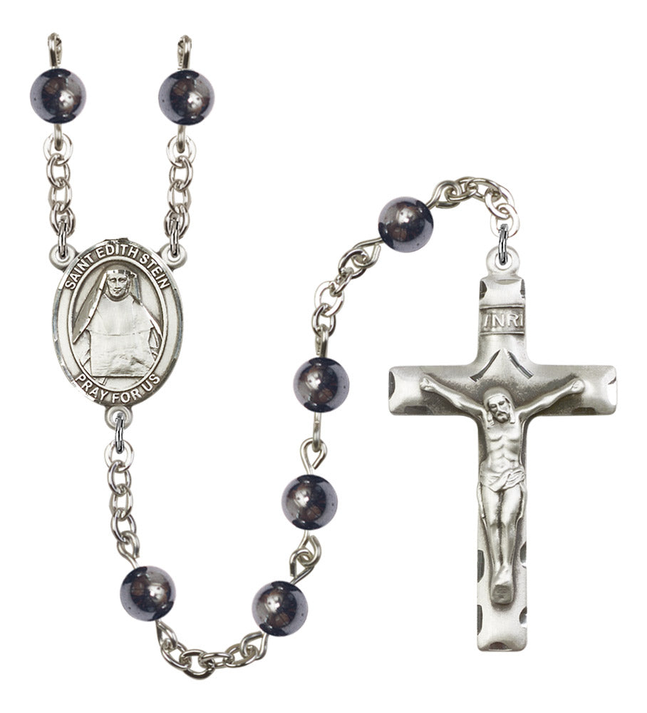 St. Edith Stein Silver Plated Rosary for Men