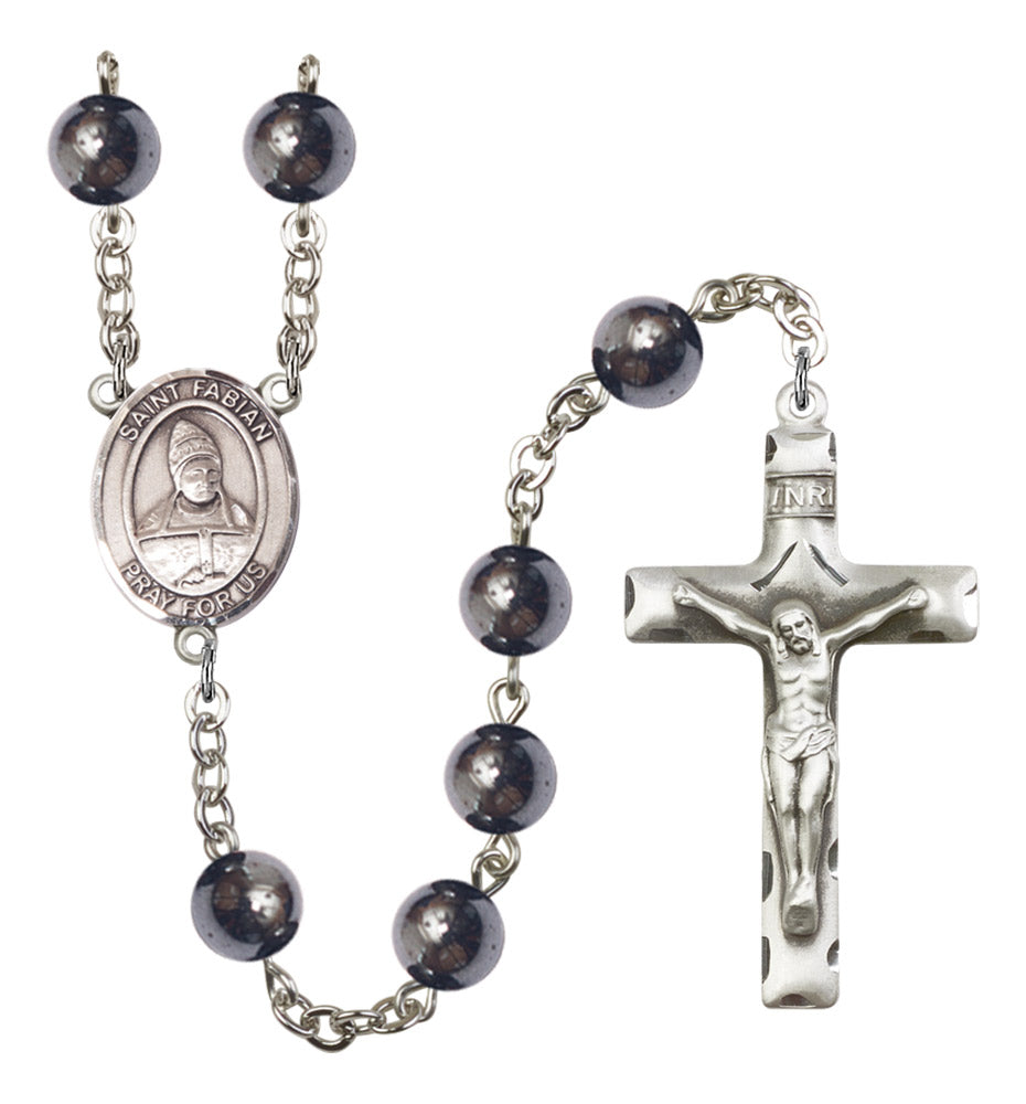 St. Fabian Silver Plated Rosary for Men