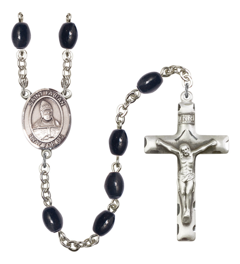 St. Fabian Silver Plated Rosary for Men