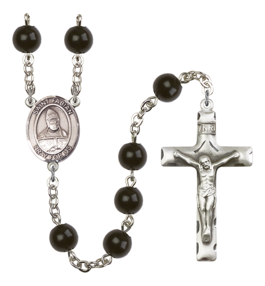 St. Fabian Silver Plated Rosary for Men