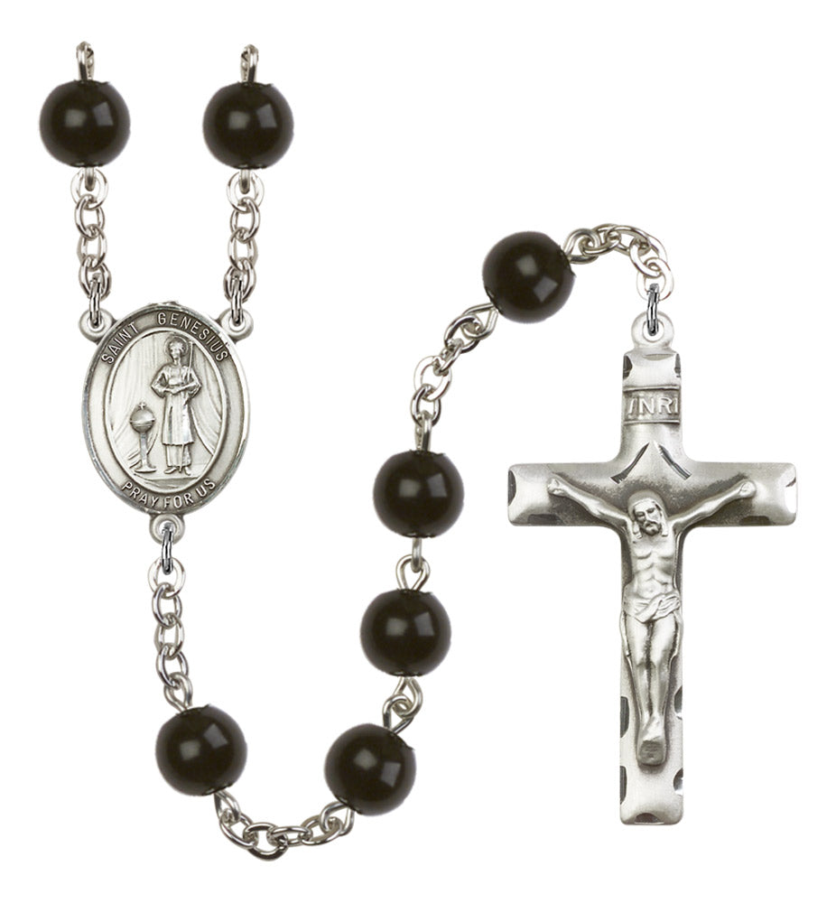 St. Genesius of Rome Silver Plated Rosary for Men