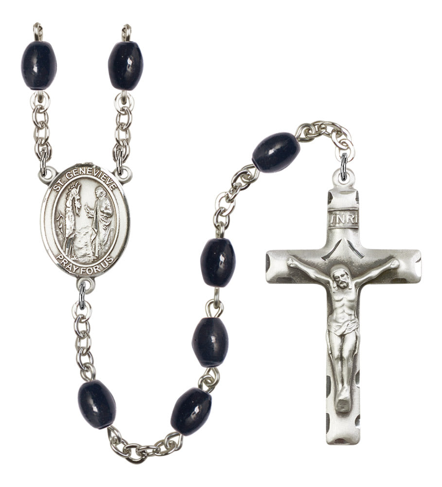 St. Genevieve Silver Plated Rosary for Men