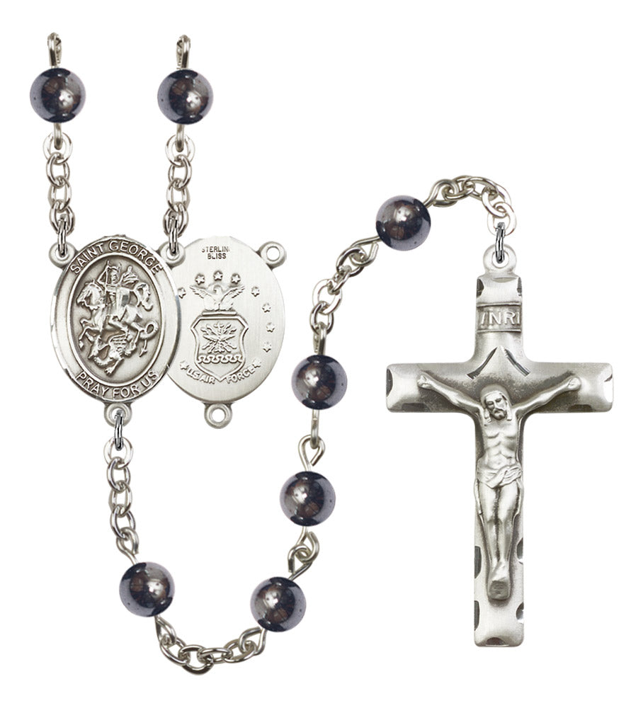 St. George Air Force Silver Plated Rosary for Men