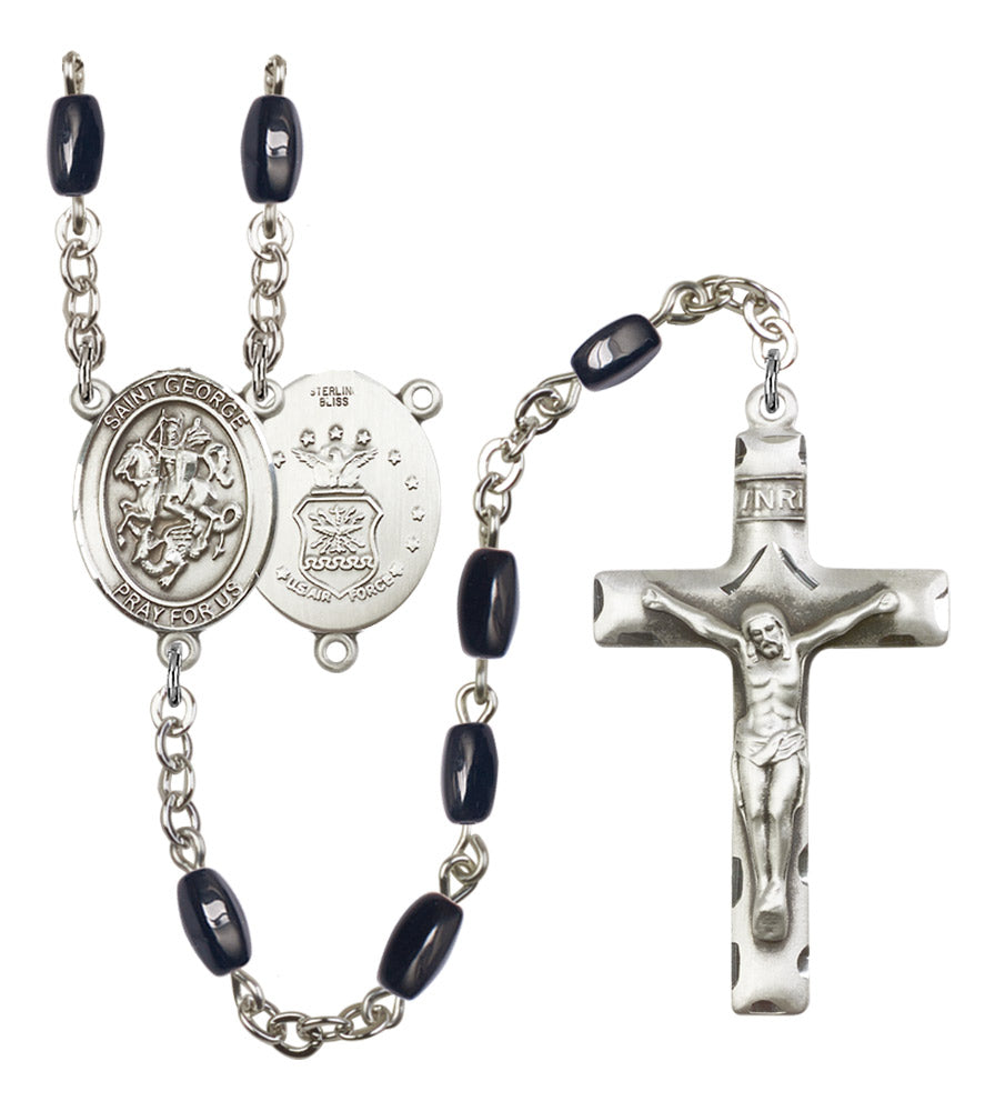 St. George Air Force Silver Plated Rosary for Men