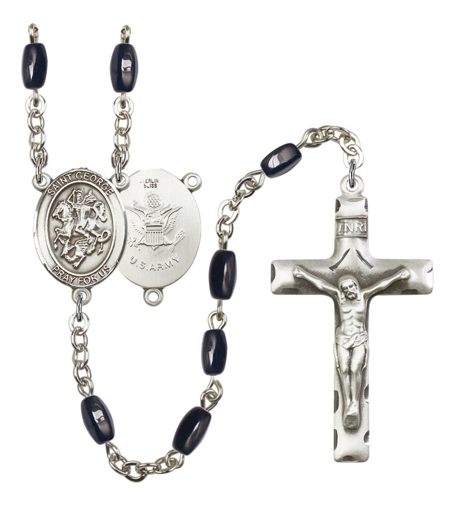 St. George Army Silver Plated Rosary for Men