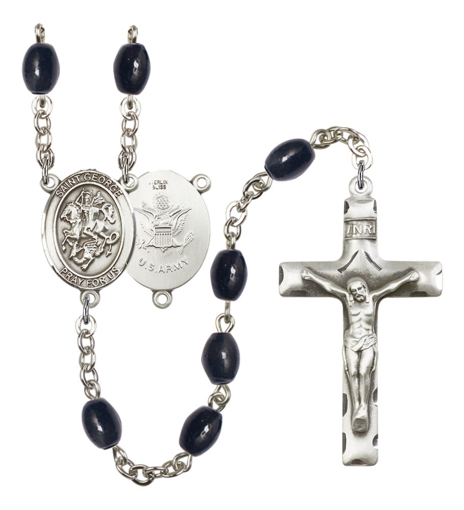 St. George Army Silver Plated Rosary for Men