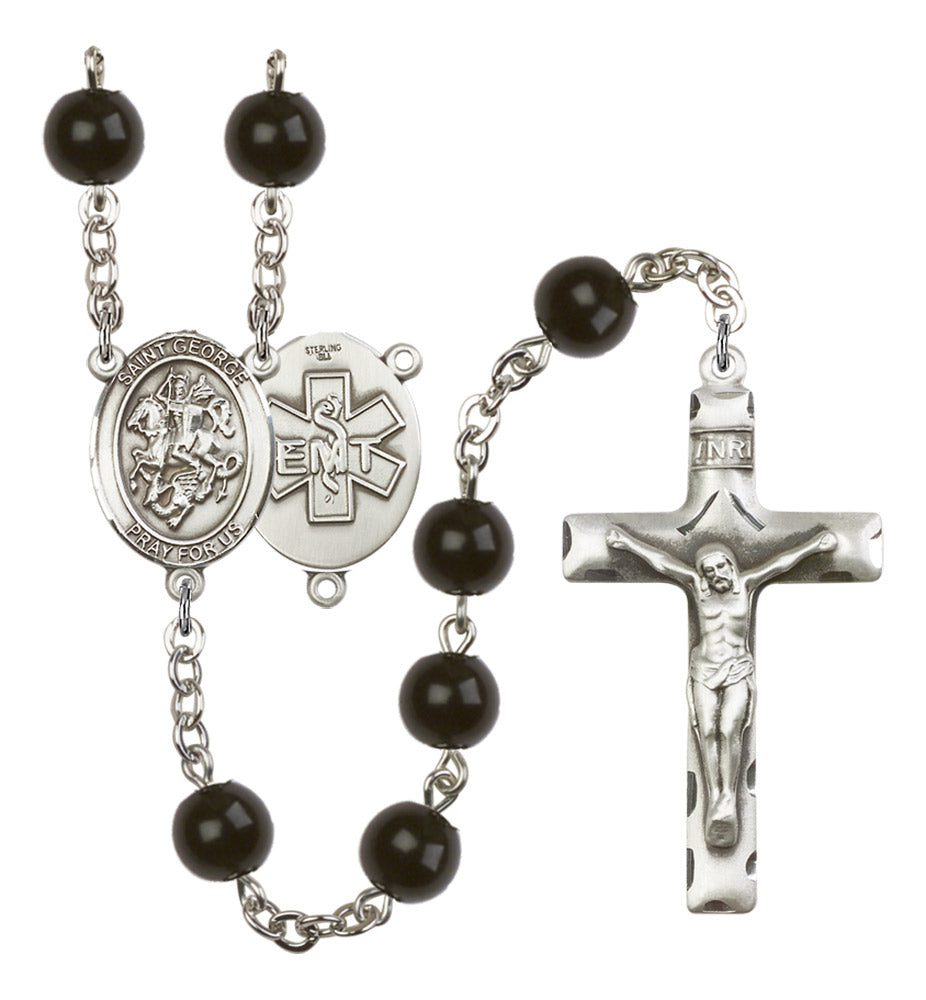 St. George EMT Silver Plated Rosary for Men