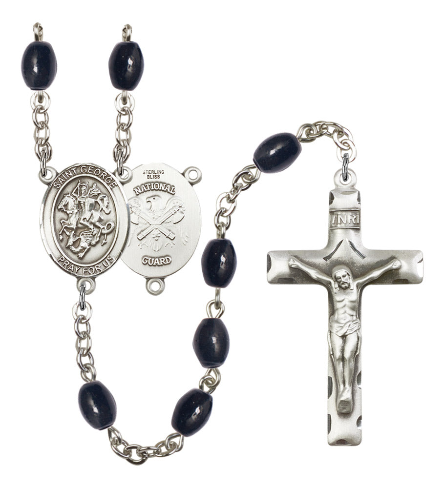 St. George National Guard Silver Plated Rosary for Men