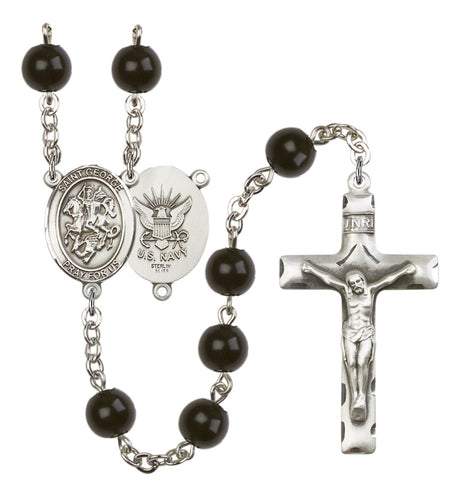 St. George Navy Silver Plated Rosary for Men