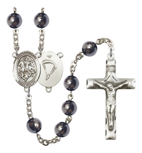 St. George Paratrooper Silver Plated Rosary for Men