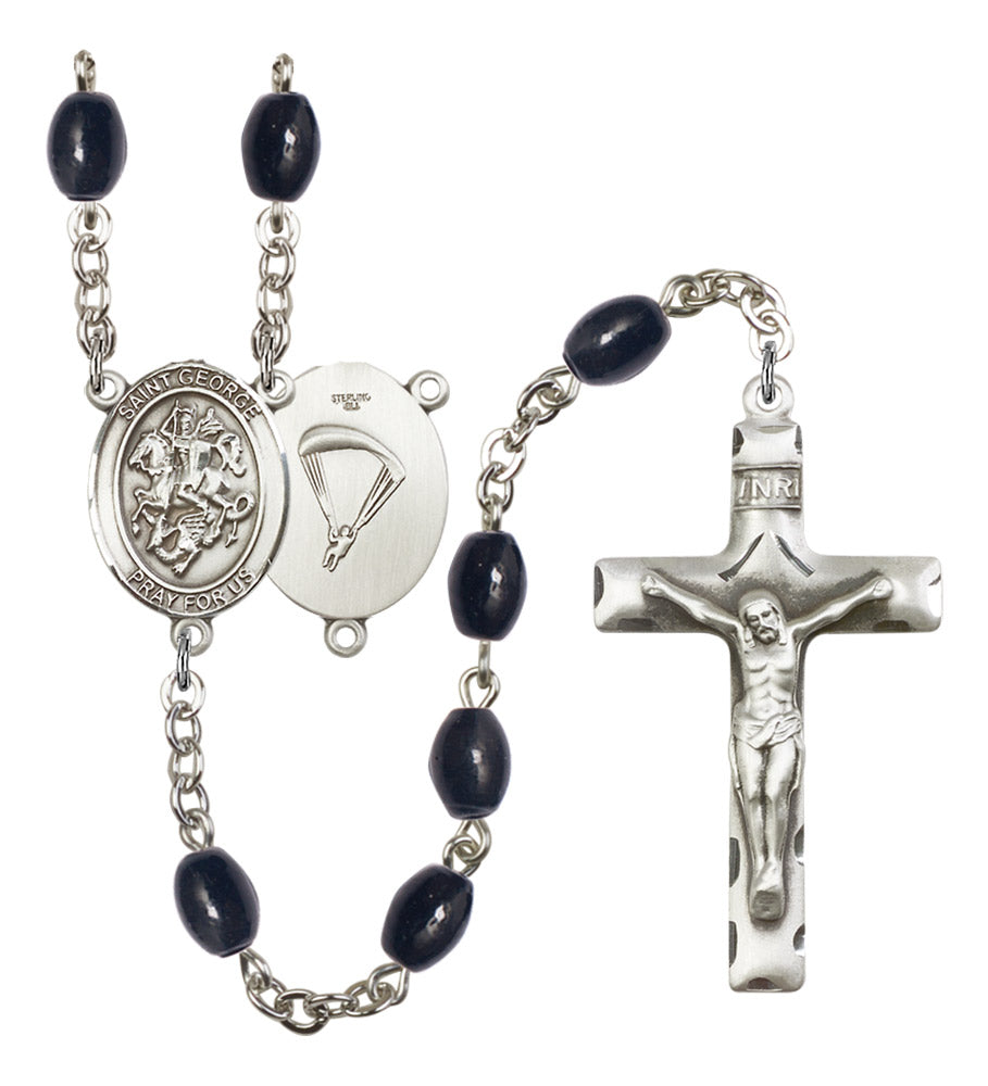 St. George Paratrooper Silver Plated Rosary for Men