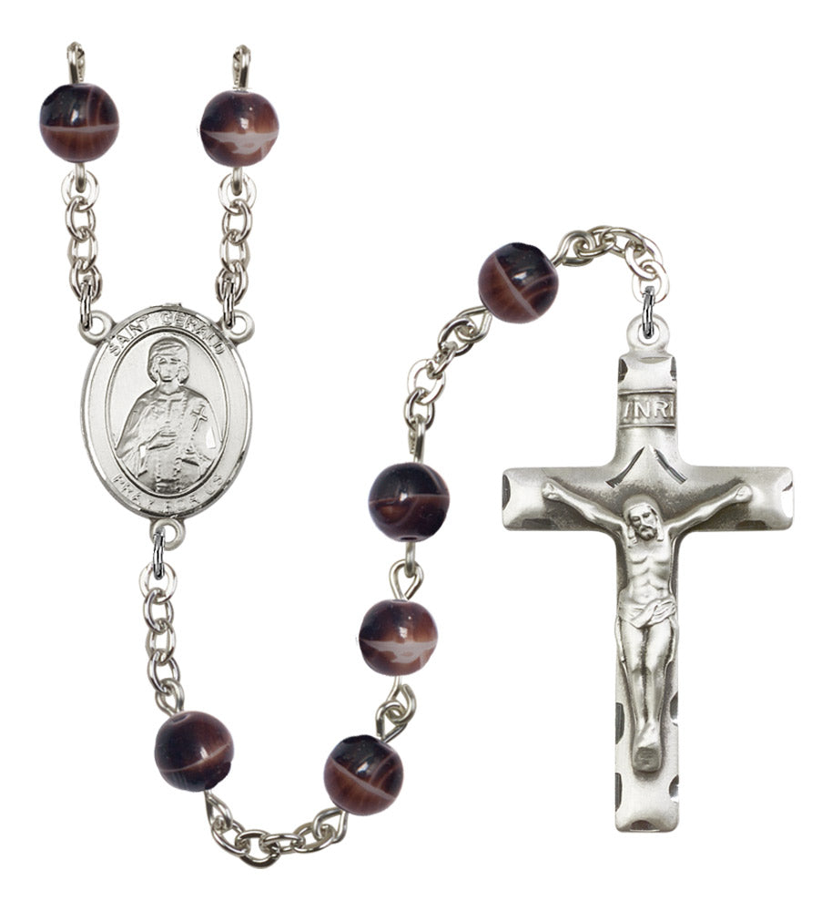 St. Gerald Silver Plated Rosary for Men