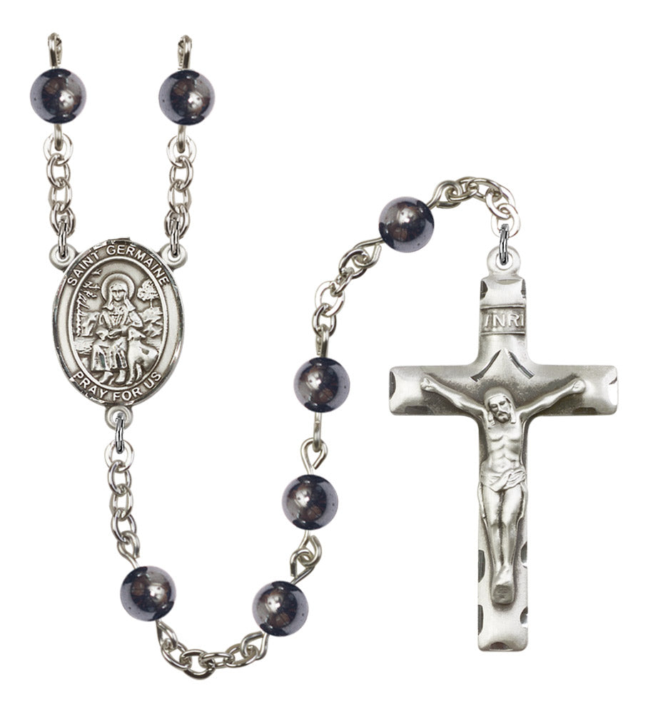 St. Germaine Cousin Silver Plated Rosary for Men