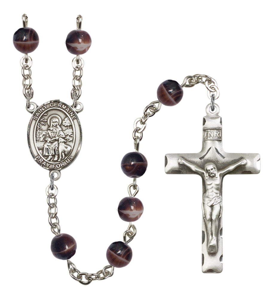St. Germaine Cousin Silver Plated Rosary for Men