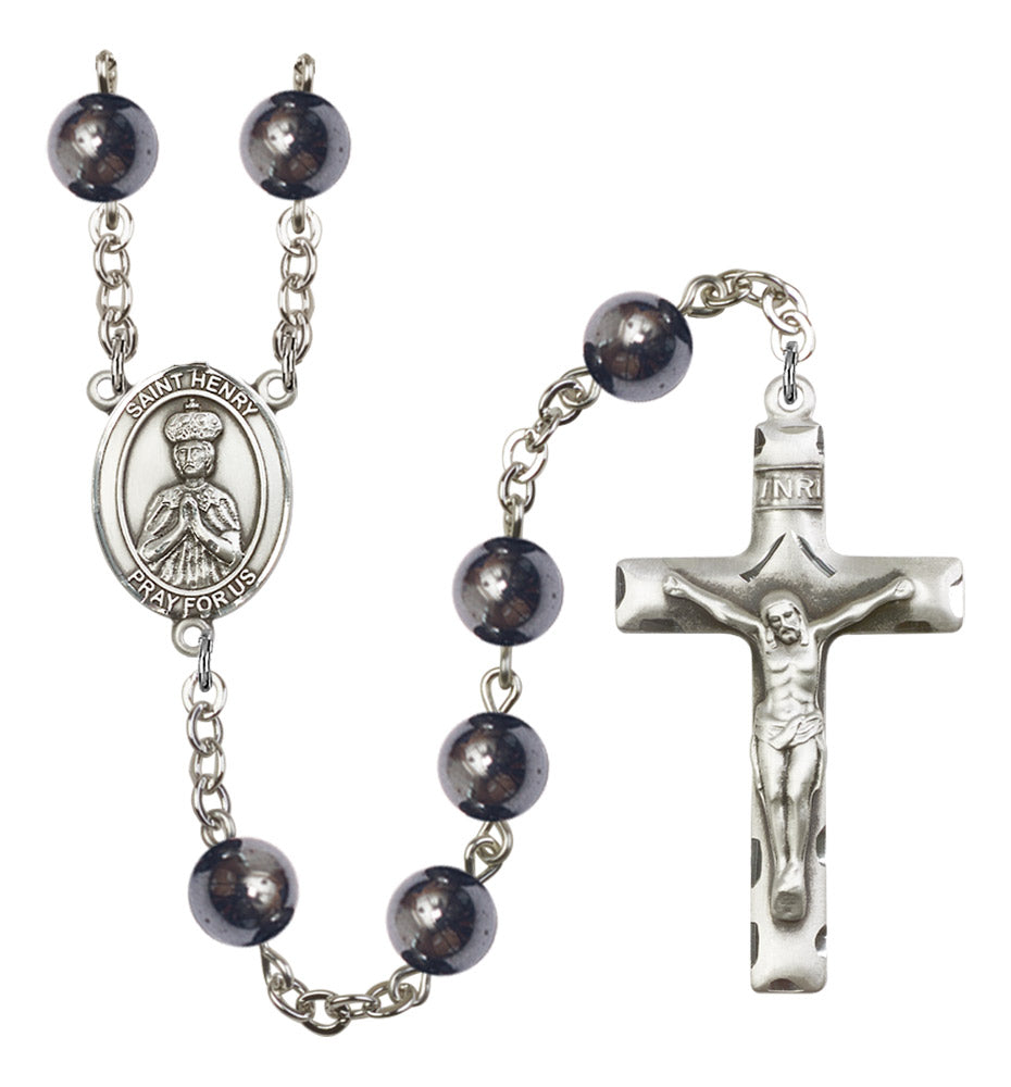 St. Henry II Silver Plated Rosary for Men