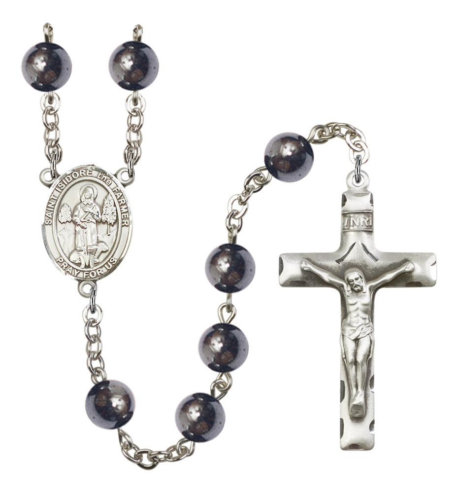 St. Isidore the Farmer Silver Plated Rosary for Men