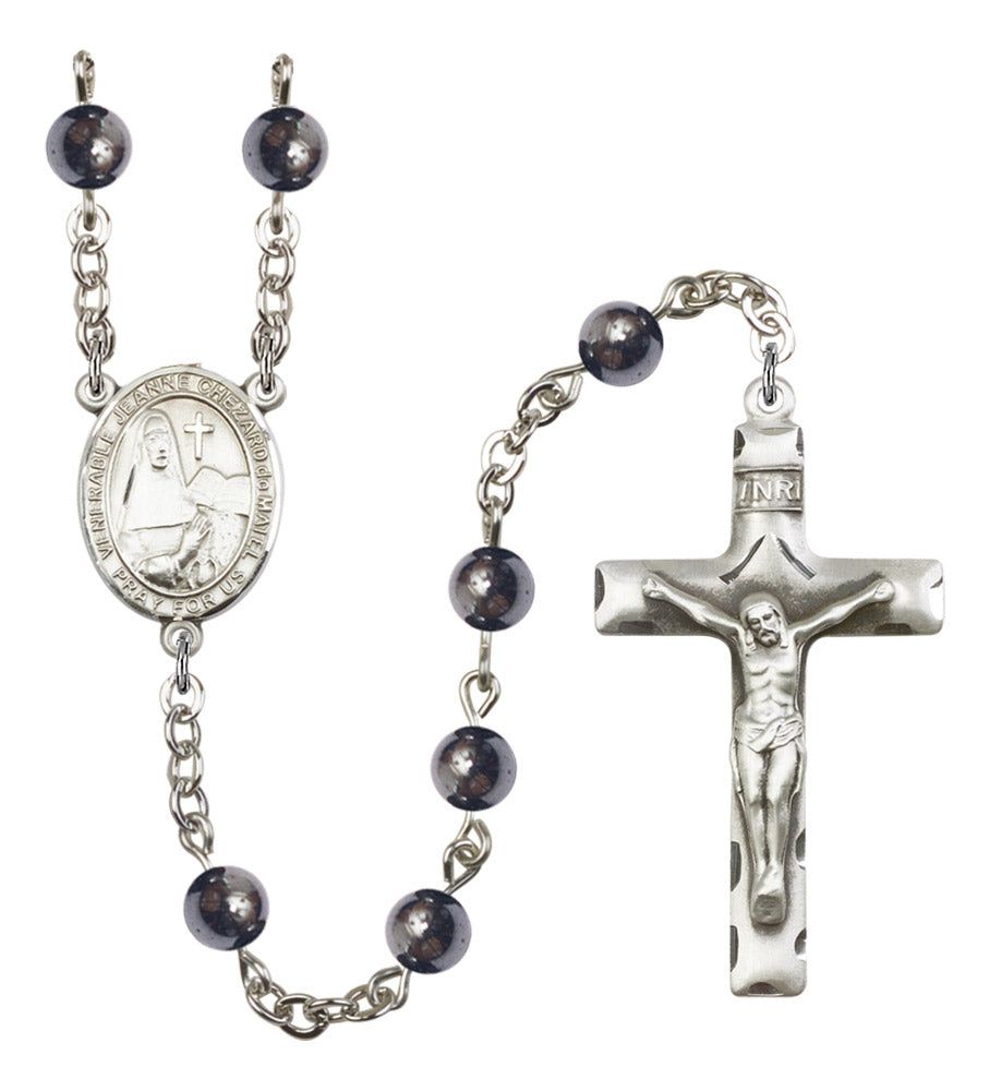 St. Jeanne Chezard de Matel Silver Plated Rosary for Men