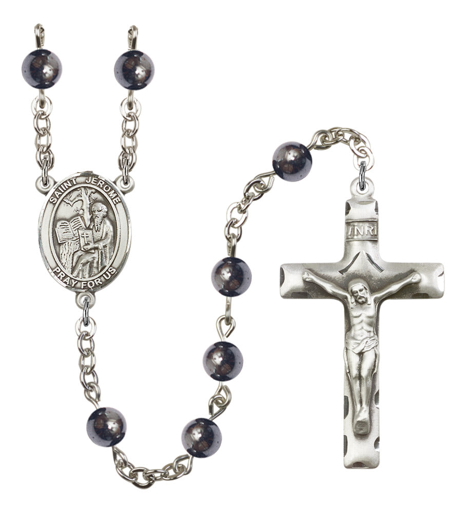 St. Jerome Silver Plated Rosary for Men