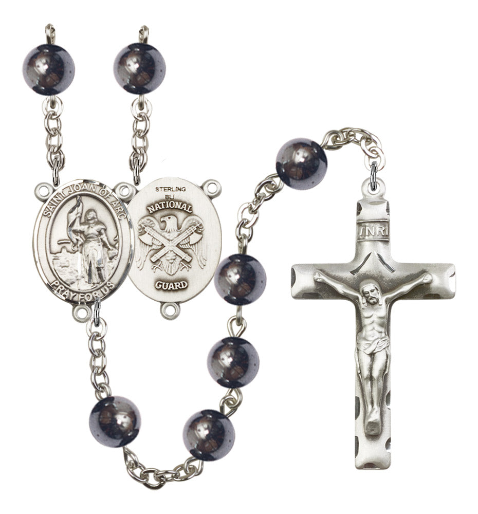 St. Joan of Arc National Guard Silver Plated Rosary for Men
