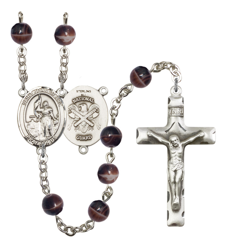 St. Joan of Arc National Guard Silver Plated Rosary for Men