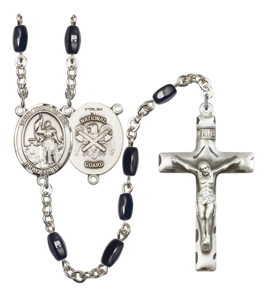 St. Joan of Arc National Guard Silver Plated Rosary for Men