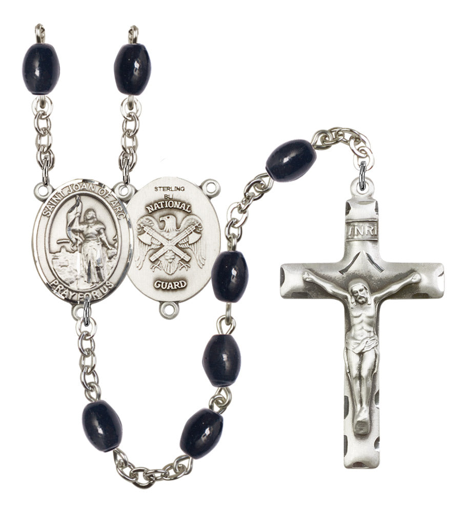 St. Joan of Arc National Guard Silver Plated Rosary for Men