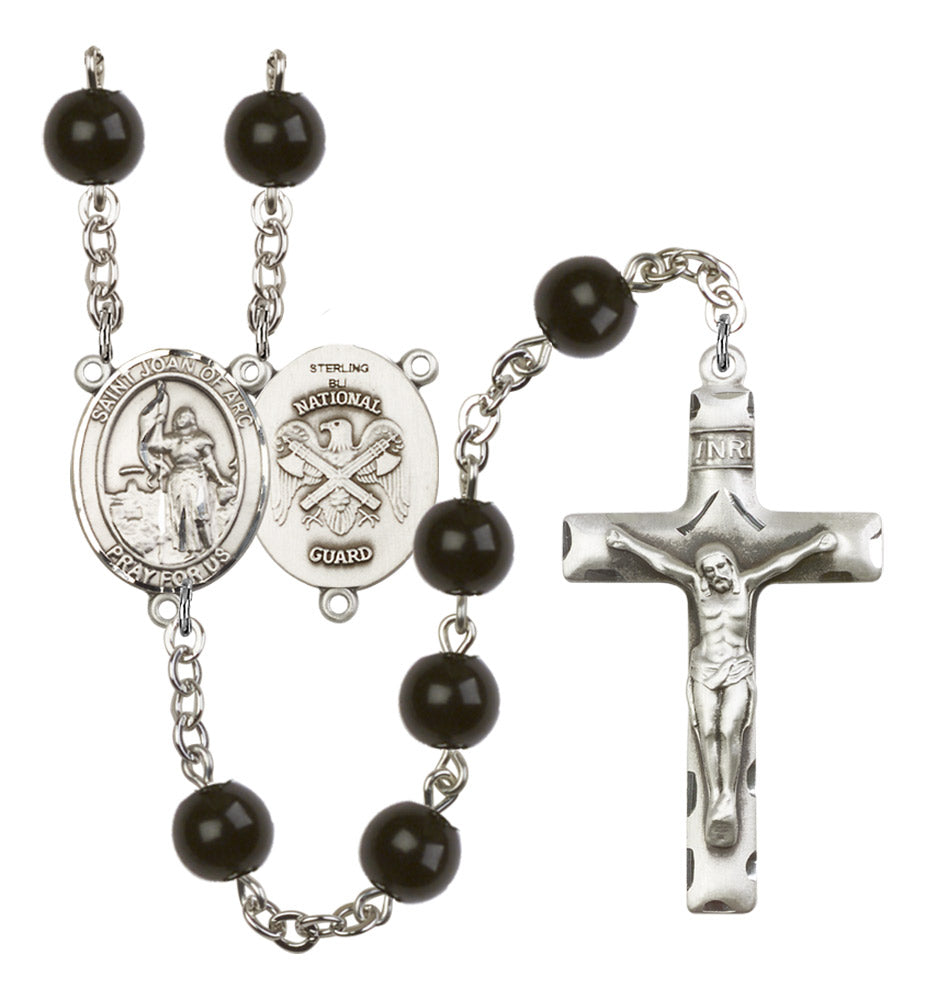 St. Joan of Arc National Guard Silver Plated Rosary for Men