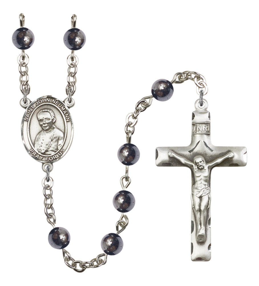 St. John Neumann Silver Plated Rosary for Men