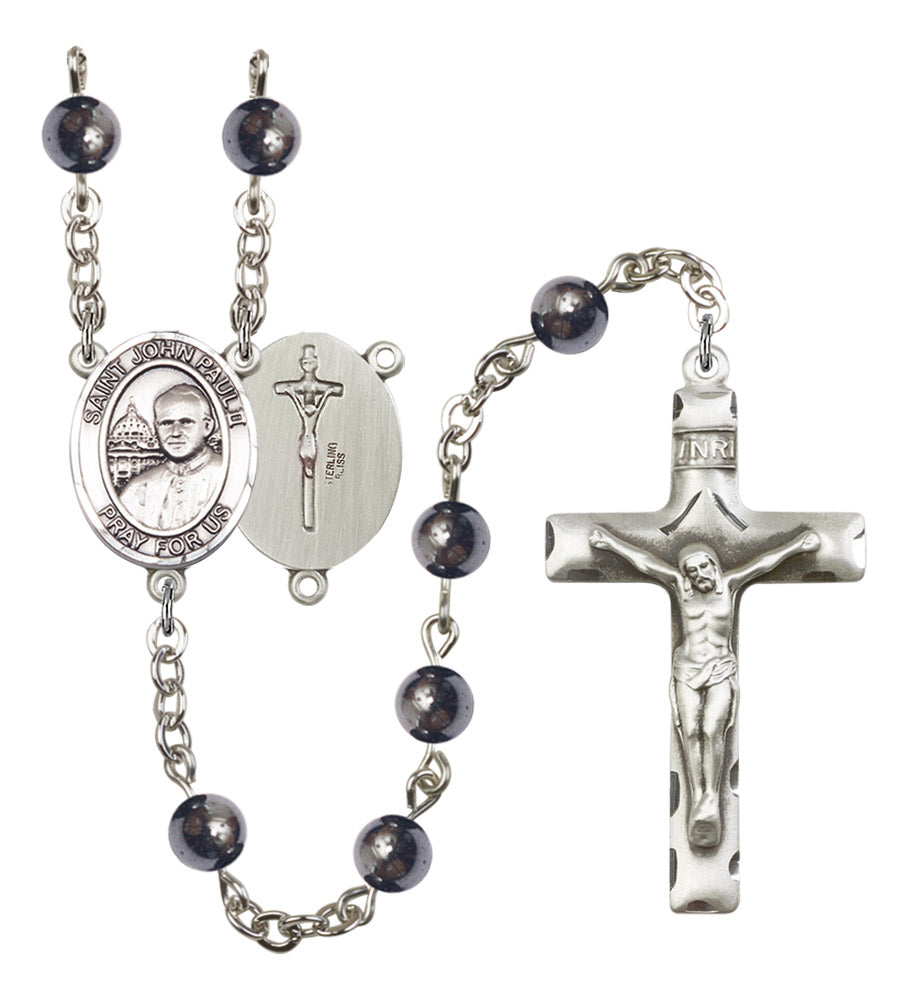 St. John Paul II Silver Plated Rosary for Men