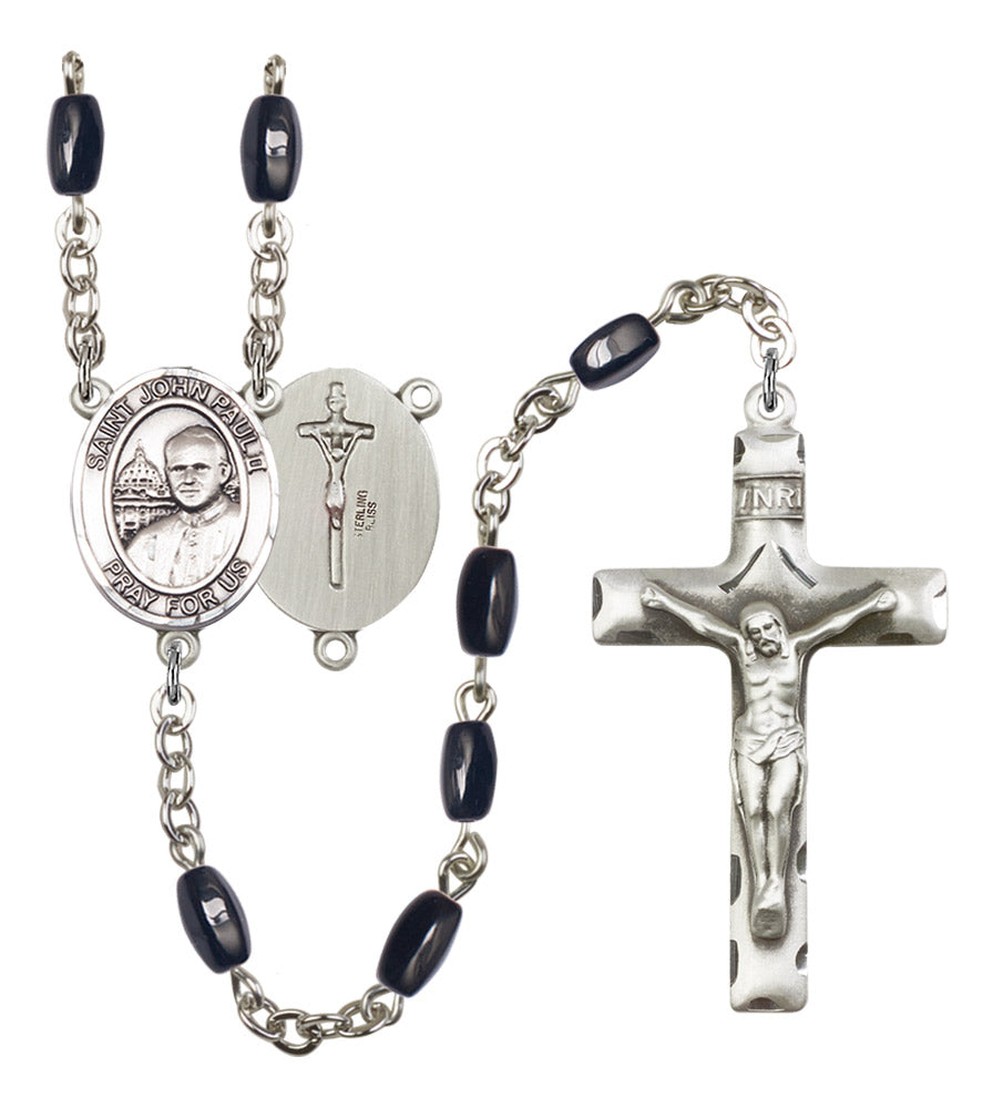 St. John Paul II Silver Plated Rosary for Men