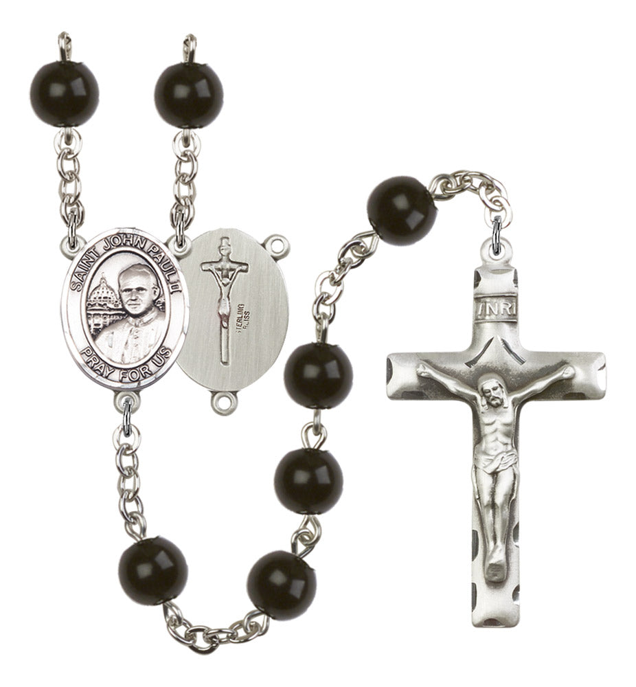 St. John Paul II Silver Plated Rosary for Men