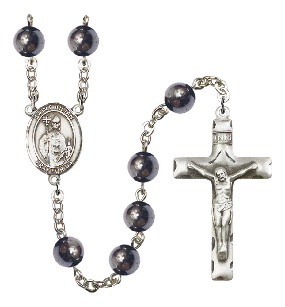 St. Kilian Silver Plated Rosary for Men