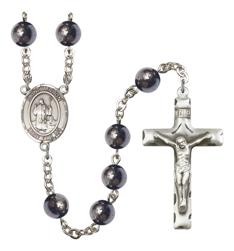 St. Maron Silver Plated Rosary for Men