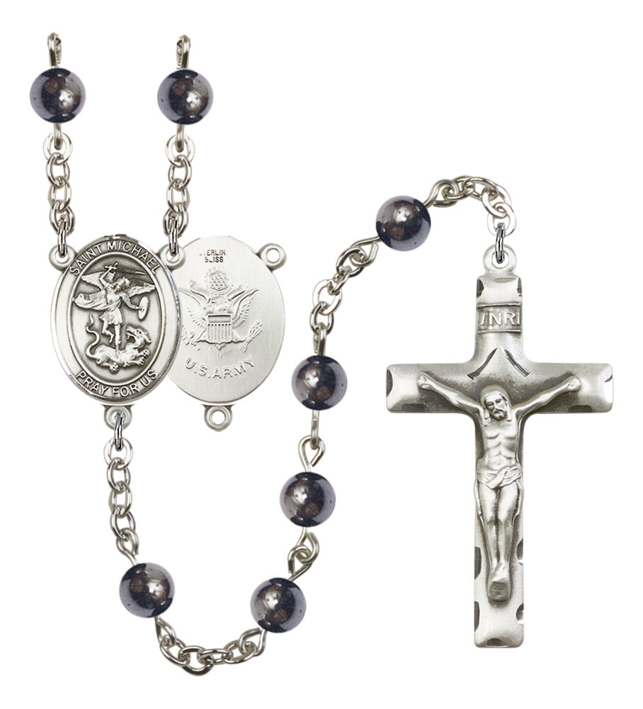 St. Michael Army Silver Plated Rosary for Men
