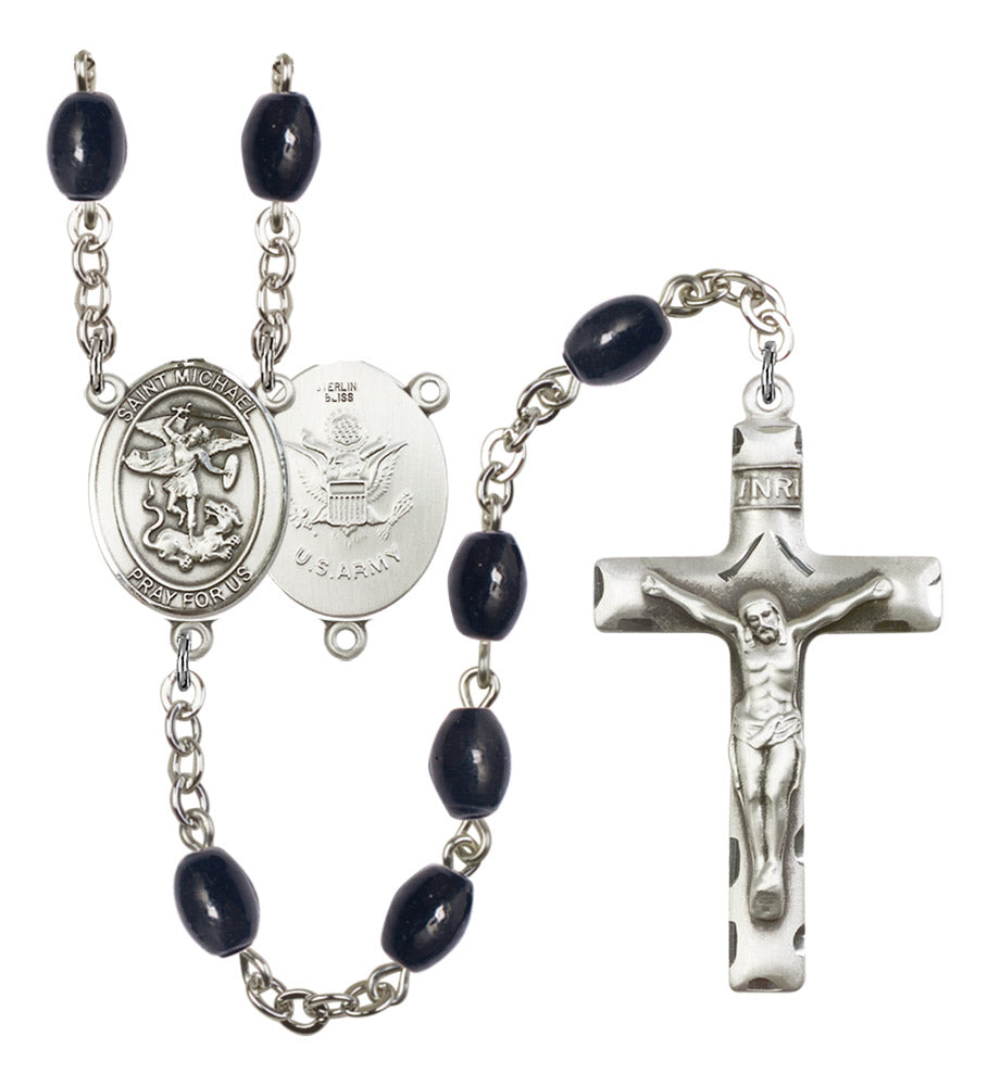 St. Michael Army Silver Plated Rosary for Men