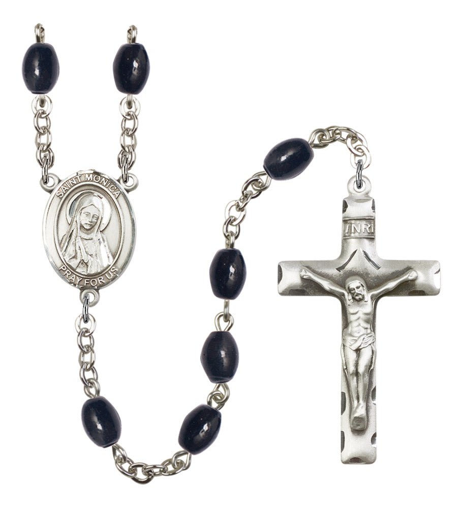 St. Monica Silver Plated Rosary for Men