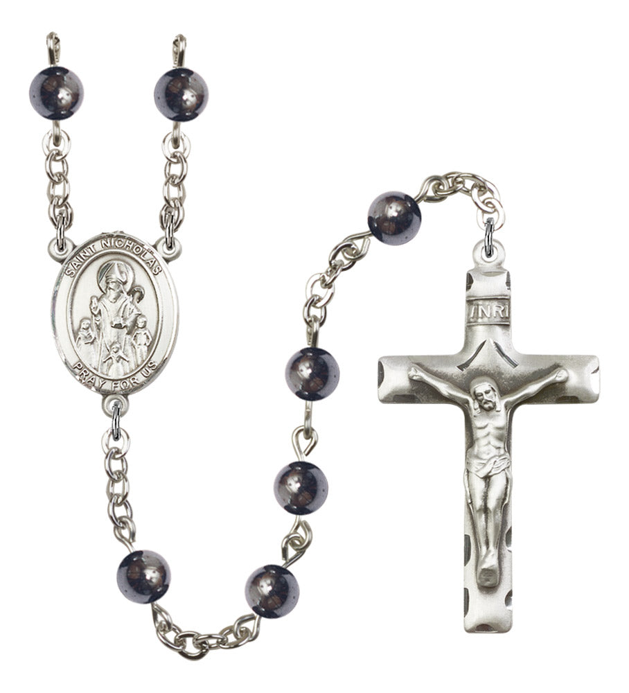 St. Nicholas Silver Plated Rosary for Men