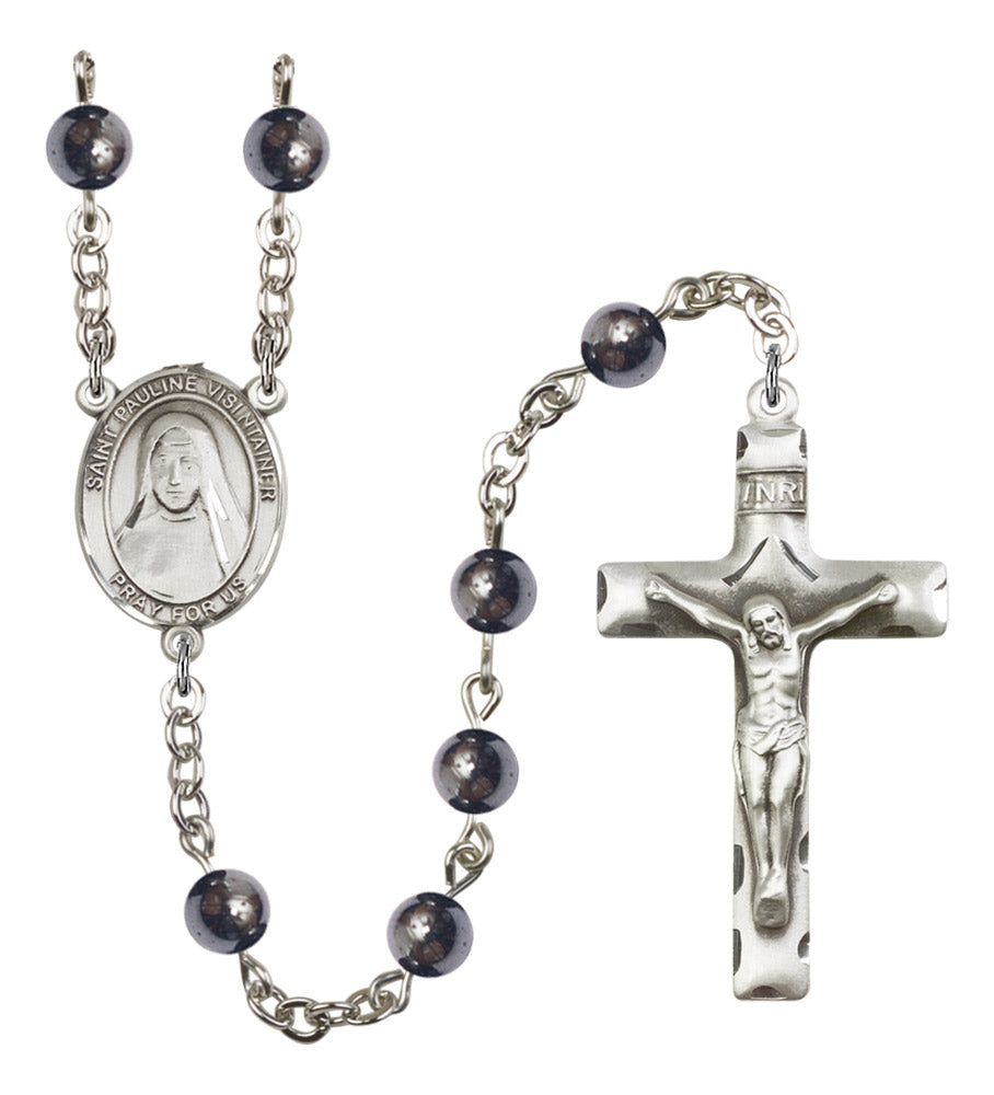 St. Pauline Visintainer Silver Plated Rosary for Men