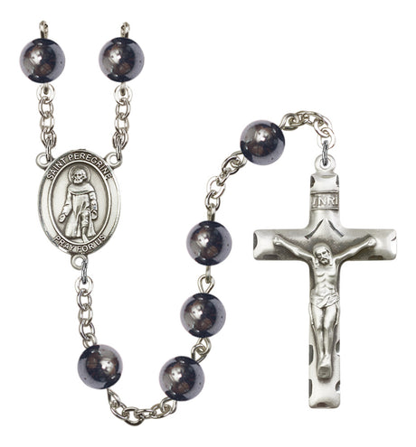 St. Peregrine Laziosi Silver Plated Rosary for Men