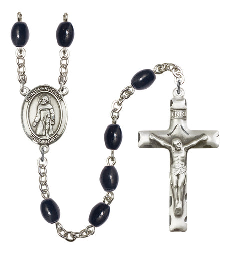 St. Peregrine Laziosi Silver Plated Rosary for Men