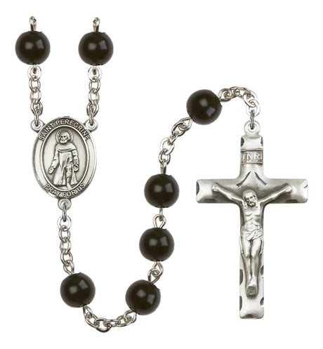 St. Peregrine Laziosi Silver Plated Rosary for Men