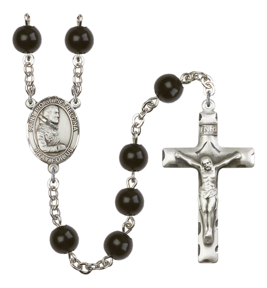 St. Pio of Pietrelcina Silver Plated Rosary for Men