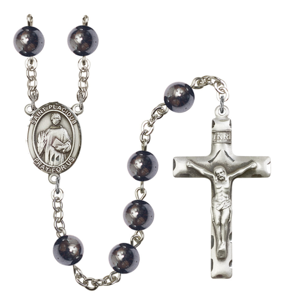 St. Placidus Silver Plated Rosary for Men