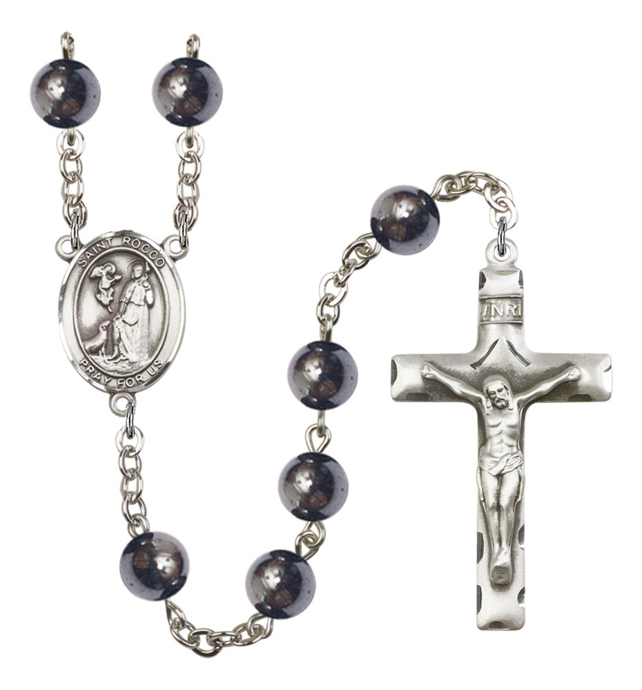 St. Rocco Silver Plated Rosary for Men