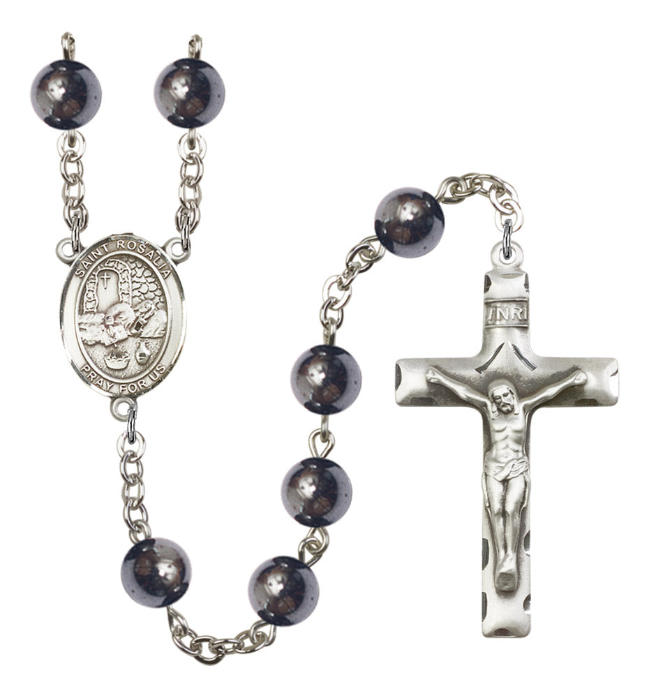 St. Rosalia Silver Plated Rosary for Men