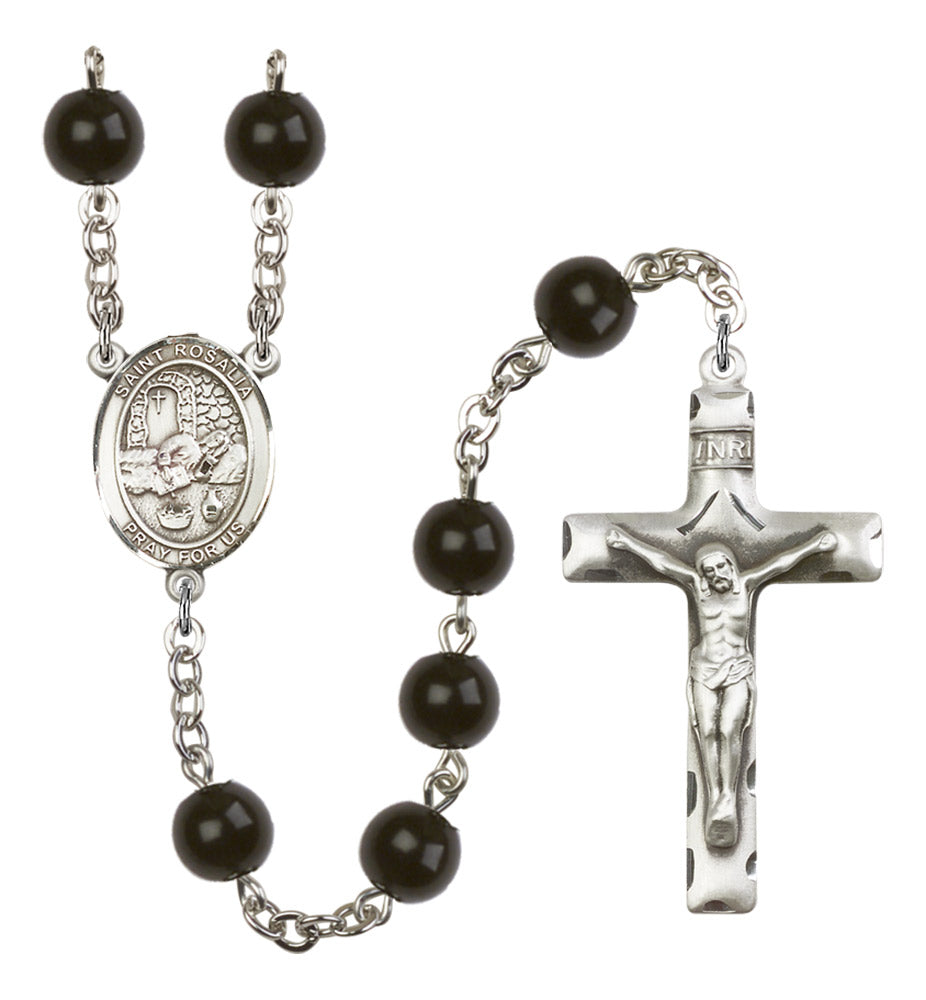 St. Rosalia Silver Plated Rosary for Men