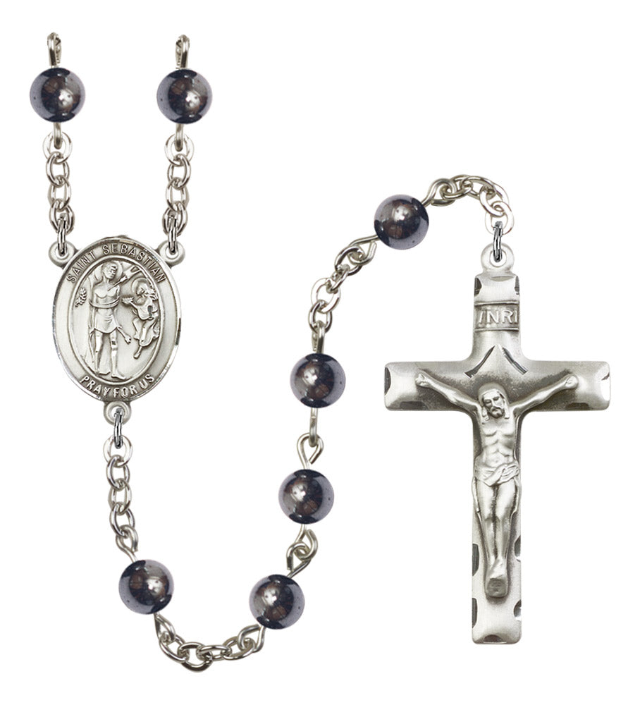 St. Sebastian Silver Plated Rosary for Men