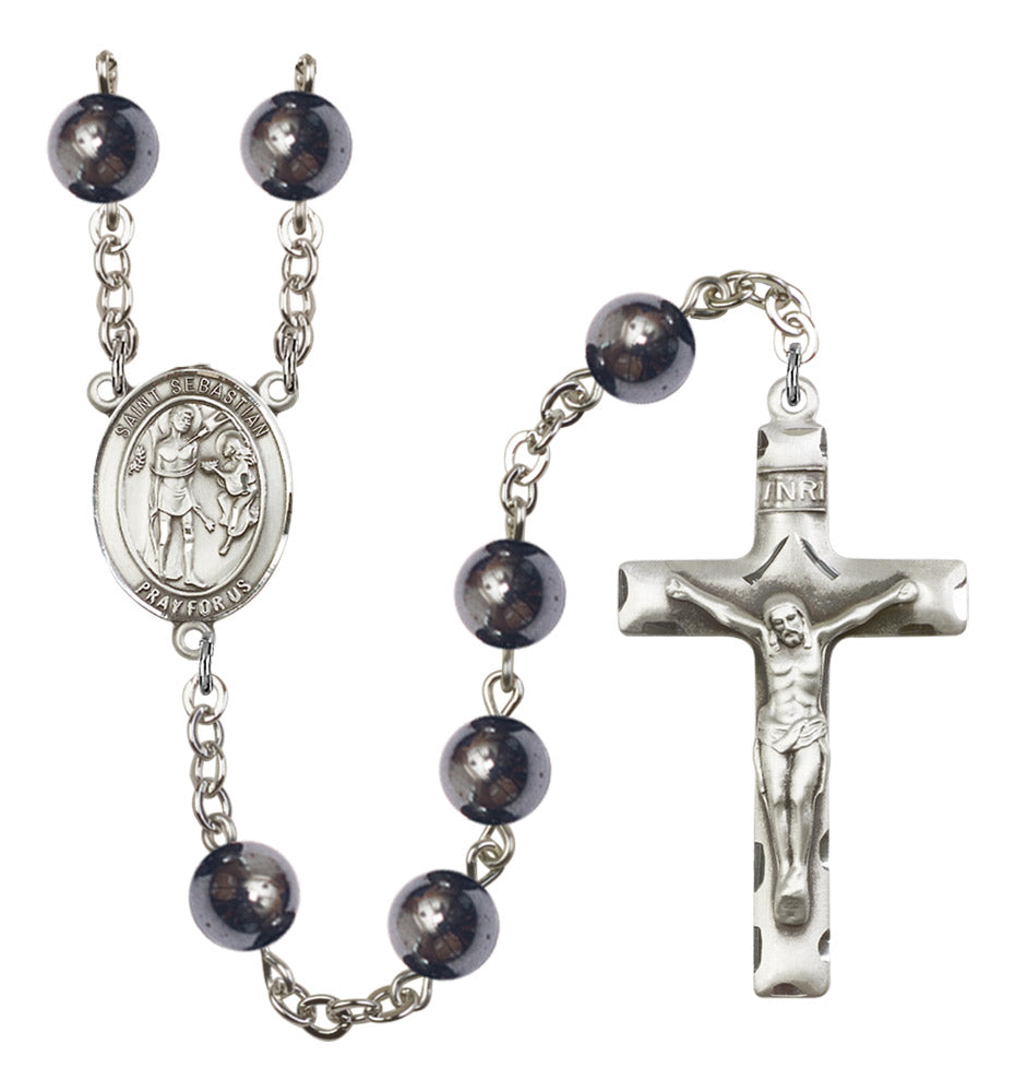St. Sebastian Silver Plated Rosary for Men